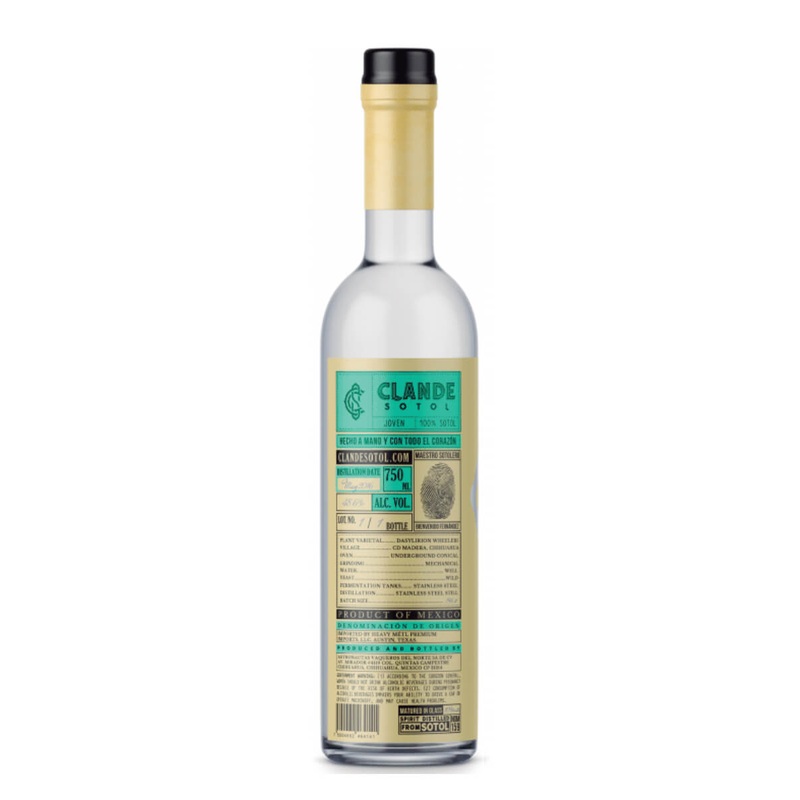 Clande Sotol Green Label Bienvenido Fernandez Mezcal
