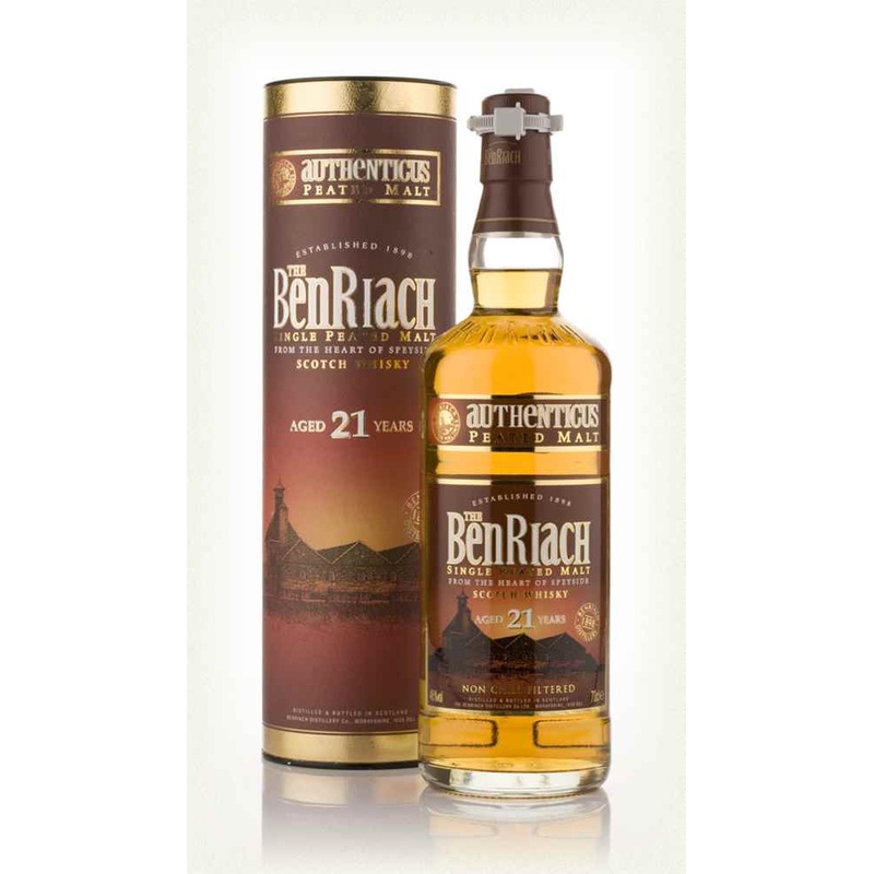 BenRiach 21 Year Old Heavily Peated Speyside Single Malt Whiskey