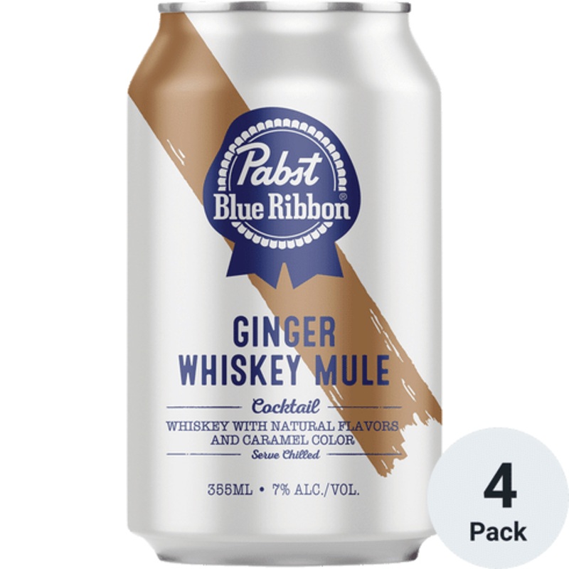 Pabst Blue Ribbon Ginger Whiskey Mule Cocktail 4 Pack | 12OZ