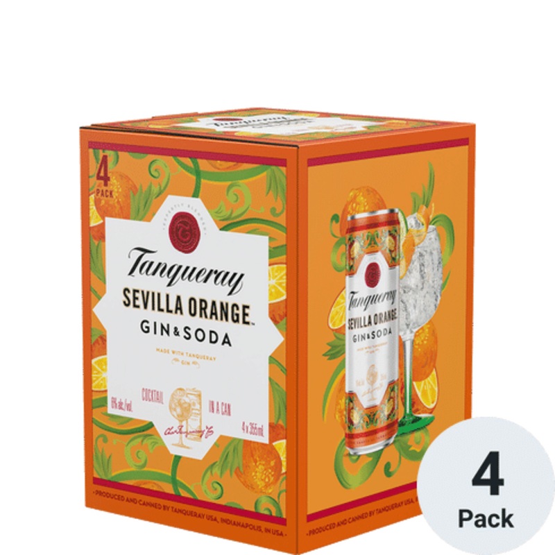 Tanqueray Sevilla Orange Gin & Soda Ready To Drink Cocktail | 4pk-12oz Cans