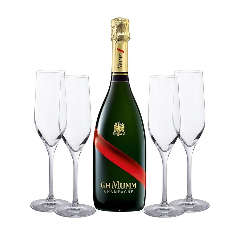 G.H. Mumm Grand Cordon With 4 Dartington Flutes Champagne