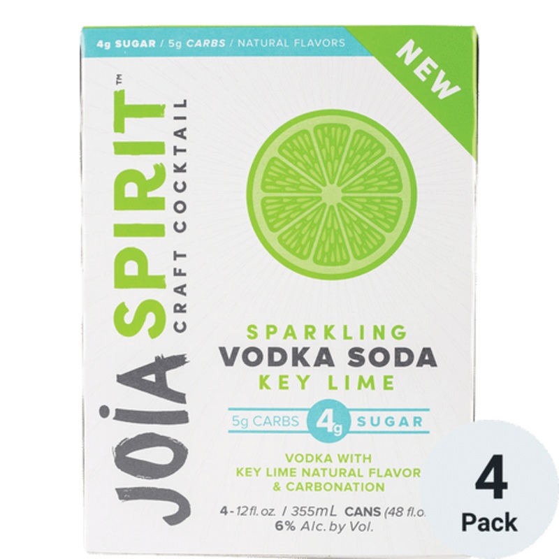 Joia Sparkling Soda Key Lime Vodka Cocktail 4 Pack | 355ML