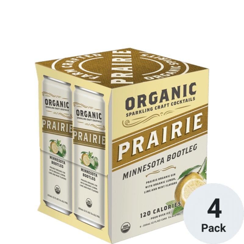 Prairie Organic Sparkling Minnesota Bootleg Craft Cocktail 4 Pack | 355ML