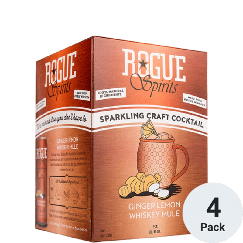 Rogue Ginger Lemon Whiskey Mule Cocktail 4 Pack | 12OZ