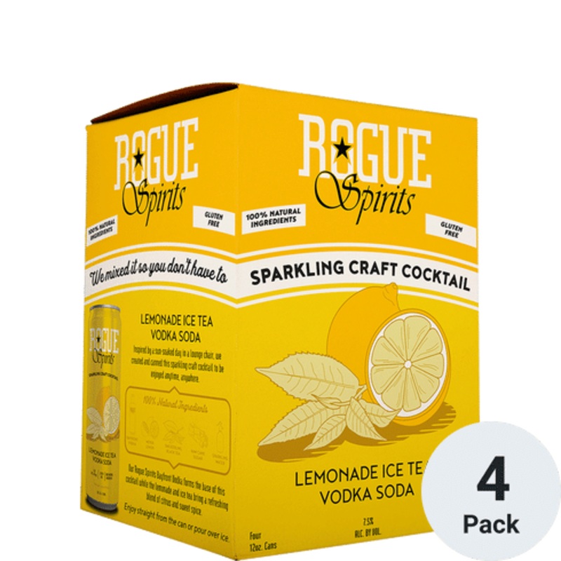 Rogue Lemonade Iced Tea Soda Vodka Cocktail 4 Pack | 12OZ