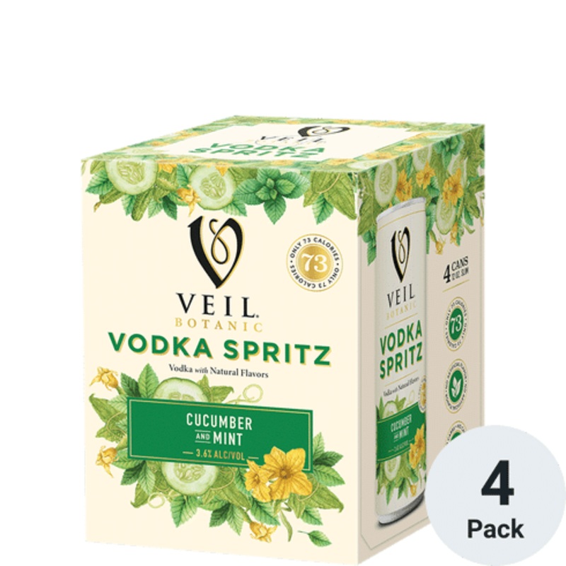Veil Botanic Spritz Cucumber and Mint Cocktail | 4pk-12oz Cans