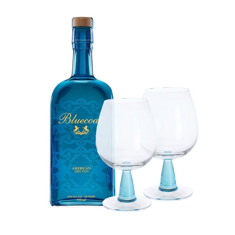 Bluecoat American Dry With Dartington Gin Connoisseur Copa Blue Pair Gin
