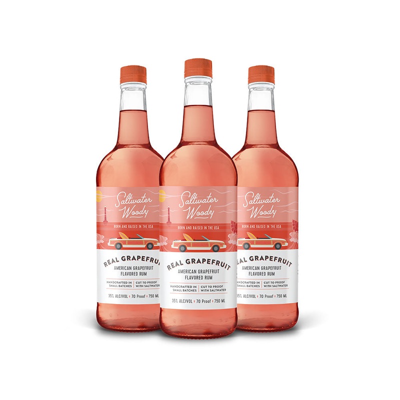Saltwater Woody Real Grapefruit American Grapefruit Flavored Rum (3) Bottle Bundle